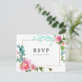 RSVP-Reaktion auf die Hochzeit von rosa Floral Wat Einladungspostkarte (Stehend Vorderseite)