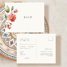 RSVP-Reaktion auf die Rose von Wasserfarben Ankündigungspostkarte