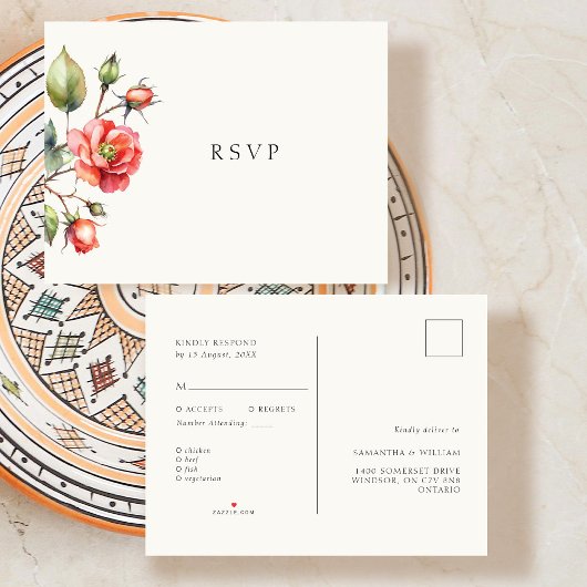 RSVP-Reaktion auf die Rose von Wasserfarben Ankündigungspostkarte