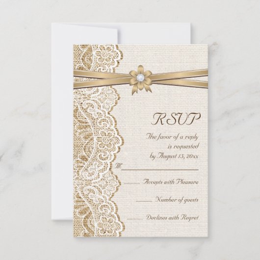 RSVP-Reaktion auf Hochzeiten, Blume und Bänder RSVP Karte (Vorderseite)