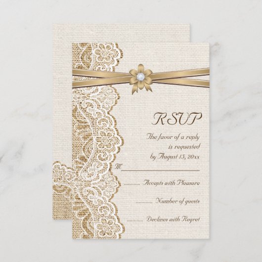 RSVP-Reaktion auf Hochzeiten, Blume und Bänder RSVP Karte (Vorne/Hinten)