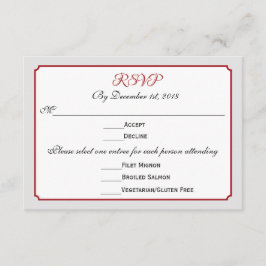 RSVP-Reaktion auf Hochzeiten im Dezember mit Menü RSVP Karte