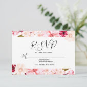 RSVP-Reaktion auf Hochzeiten in Burgund und Rosa RSVP Karte (Stehend Vorderseite)
