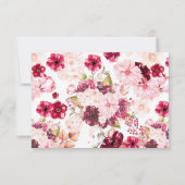 RSVP-Reaktion auf Hochzeiten in Burgund und Rosa RSVP Karte (Rückseite)