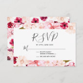 RSVP-Reaktion auf Hochzeiten in Burgund und Rosa RSVP Karte (Vorne/Hinten)