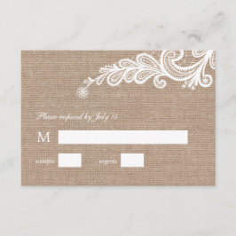RSVP-Reaktion auf Hochzeiten in Burlap und Lace We RSVP Karte