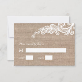 RSVP-Reaktion auf Hochzeiten in Burlap und Lace We RSVP Karte