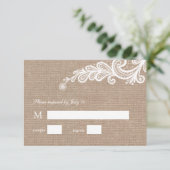 RSVP-Reaktion auf Hochzeiten in Burlap und Lace We RSVP Karte (Stehend Vorderseite)