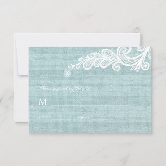 RSVP-Reaktion auf Hochzeiten in Burlap und Lace We RSVP Karte (Vorderseite)