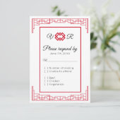 RSVP-Reaktion auf Red Black Wedding RSVP Karte (Stehend Vorderseite)