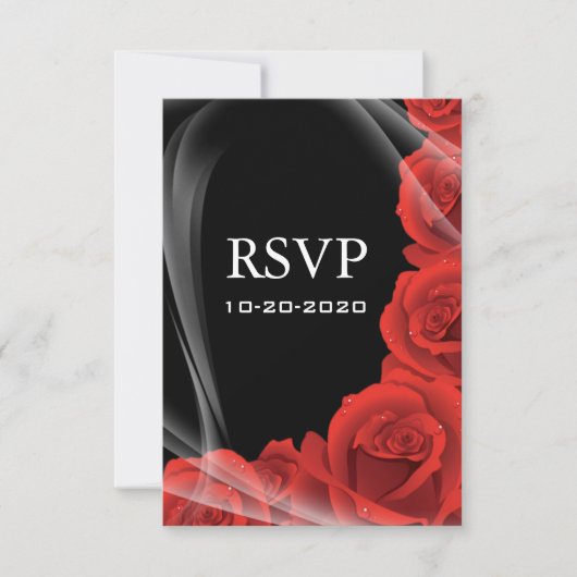 RSVP-Reaktionskarten für Hochzeiten in Schwarz und RSVP Karte (Vorderseite)
