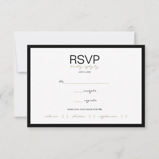 RSVP-Reaktionskarten für Hochzeiten in Schwarz/Wei RSVP Karte (Vorderseite)