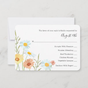 RSVP-Reaktionskarten für Hochzeiten von Wildblumen RSVP Karte