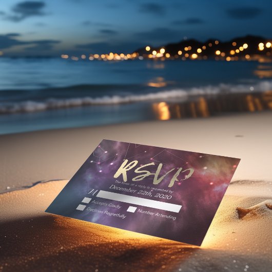 RSVP-Reply-Galaxy-Nebula-Konstellationen Hochzeite RSVP Karte