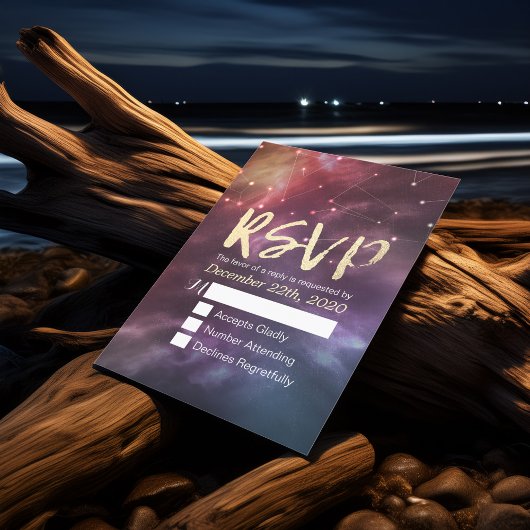 RSVP-Reply-Galaxy-Nebula-Konstellationen Hochzeite RSVP Karte
