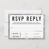 RSVP REPLY RESPONSE simple modern silver glitter (Vorderseite)