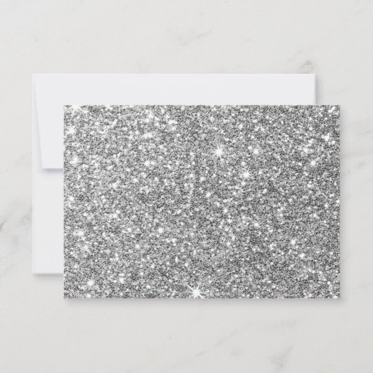 RSVP REPLY RESPONSE simple modern silver glitter (Rückseite)