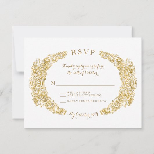 RSVP Response Card Ausgegrabter Bläschen Acanthus (Vorderseite)