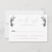 RSVP Response Card für die Hochzeitsfeier mit Oliv (Vorderseite)