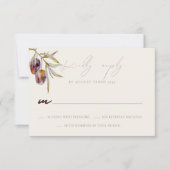 RSVP Response Card für die Hochzeitsfeier mit Oliv (Vorderseite)