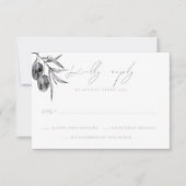 RSVP Response Card für die Hochzeitsfeier mit Oliv Karte (Vorderseite)