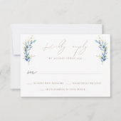 RSVP Response Card für die Hochzeitsfeier mit Oliv Karte (Vorderseite)