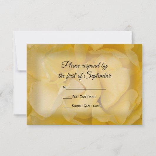 RSVP Response Card Gelbes Rose Floral Wedding Karte (Vorderseite)