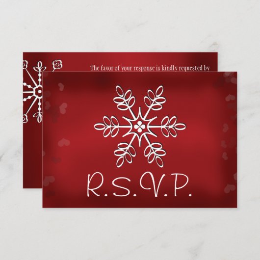 RSVP Response Card Rot-Weiß-Schneeflocke (Vorne/Hinten)