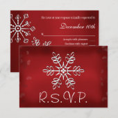 RSVP Response Card Rot-Weiß-Schneeflocke Karte (Vorne/Hinten)