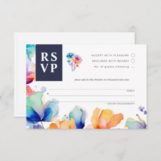 RSVP Response-Karte für helle Wasserfarben (Vorne/Hinten)