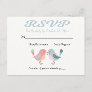 RSVP Rosa und Blaue Verliebte Hochzeitsfeier Einladungspostkarte