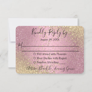 RSVP - Rosa und Gold Glitter Karte