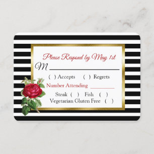 RSVP-Rose für Hochzeiten in Schwarz und Weiß RSVP Karte