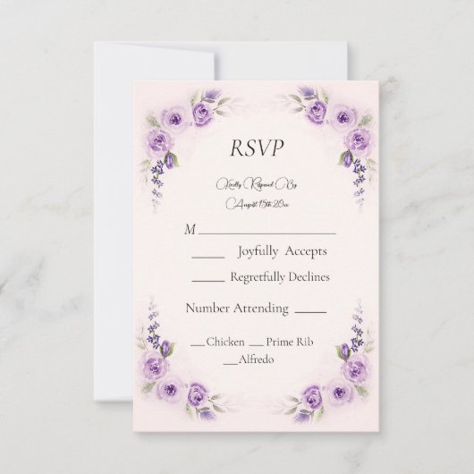 RSVP-Rose für Lavendel- und Blush-Hochzeit RSVP Karte (Vorderseite)