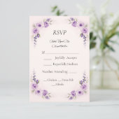 RSVP-Rose für Lavendel- und Blush-Hochzeit RSVP Karte (Stehend Vorderseite)