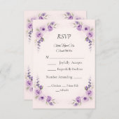 RSVP-Rose für Lavendel- und Blush-Hochzeit RSVP Karte (Vorne/Hinten)