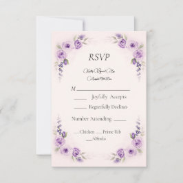 RSVP-Rose für Lavendel- und Blush-Hochzeit RSVP Karte