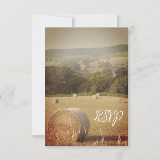 RSVP Round Hay Bales Farm Wedding Karte (Vorderseite)