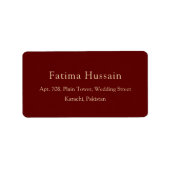 RSVP-Rücksendeadresse von Burgundy Red Muslim Wedd Adressaufkleber (Vorne)