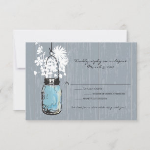 RSVP Rustikaler hängender Mason-Glas-Hochzeit Karte
