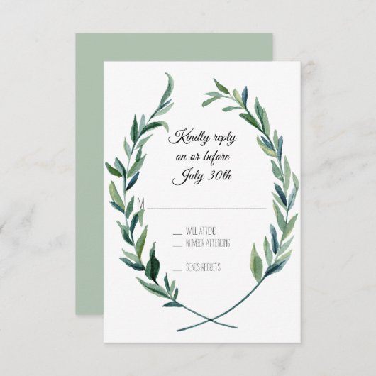 RSVP Sage Green Laurel Wreath Olive Leaf Zweigstel (Vorne/Hinten)