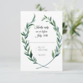 RSVP Sage Green Laurel Wreath Olive Leaf Zweigstel Karte (Stehend Vorderseite)