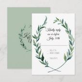 RSVP Sage Green Laurel Wreath Olive Leaf Zweigstel Karte (Vorne/Hinten)