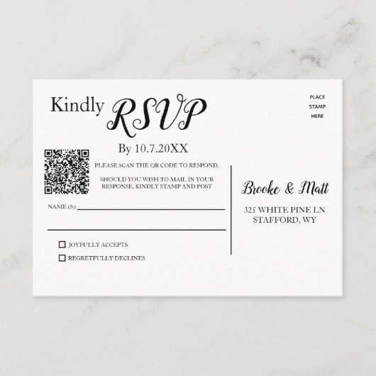 RSVP scannen Sie den QR-Code oder senden Sie die A Karte (Vorderseite)