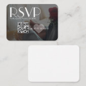 RSVP Schwarzer Foto Herz QR-Code Hochzeit Begleitkarte (Vorne/Hinten)