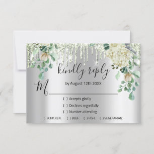 RSVP Silberne Hochzeits-Glitter-Braut-Minzgrüne Tr Karte