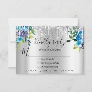 RSVP Silberne Hochzeits-Glitter-Bridal-Navy-VIP-Tr Karte