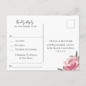 RSVP Song Request for Navy Blue Botanical Wedding Einladungspostkarte (Rückseite)