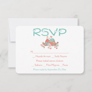 RSVP Verliebte Rosa Blau Grün Türkis Hochzeit Karte
