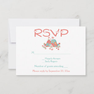 RSVP Verliebte Rosa Blau Grün Türkis Hochzeit Karte